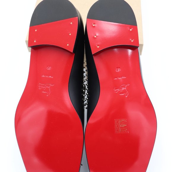 NWT Christian Louboutin Men\'s Dandy Cloo Black Leather Spike Flats Loafe… main image 5